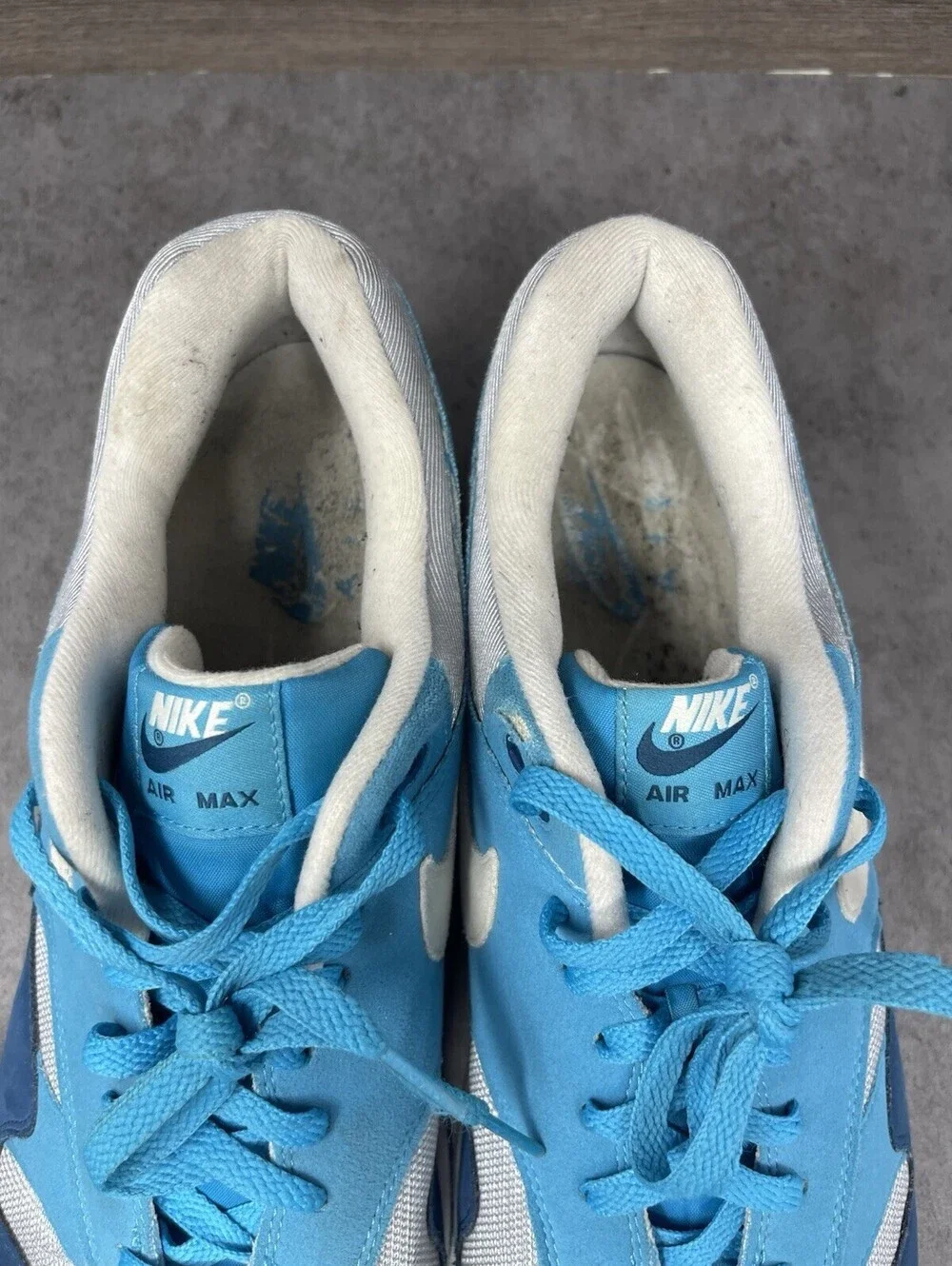 Nike Air Max 1 Blue Fury Wolf Grey Mens Size 15 Running Shoes AH8145-002